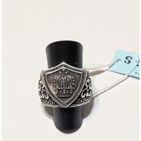 Stigma Mens Size 9 Shield Crown Ring Gothic Silver-tone by Kim Min Sun - Picture 9 of 10